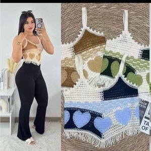 Crochet Heart Pattern Tank Top